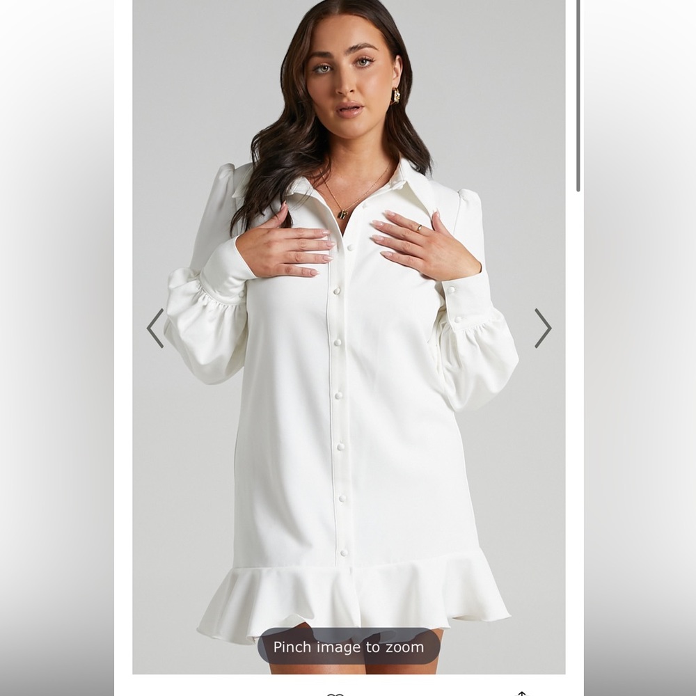 White Showpo long sleeve dress size 6, never worn, tags on